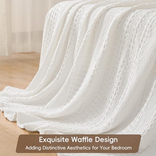 PHF 100% Cotton Waffle Weave Blanket King Size for Bed, Soft Lightweight & Breathable for Spring and Summer, All-Season Co...