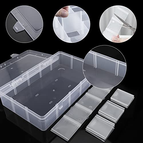 Exptolii 15 Large Grids Plastic Organizer Box with Dividers, Clear Compartment Container Storage for Washi Tapes Beads Cra...