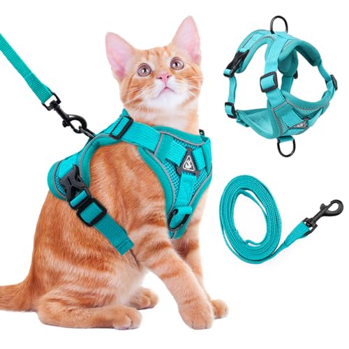 Cat Harness and Leash for Walking Soft Cat Harness Escape Proof, Adjustable Kitten Harness Cat Leash Reflective Strips Jac...