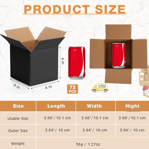 Yeaqee 72 Pcs Shipping Boxes Corrugated Cardboard Small Shipping Boxes for Packaging Mailing Packing Moving Small Business...