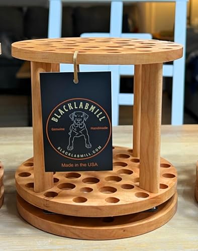 BlackLabMill Rotating Paint Brush Holder - Handmade Paint Brush Holder Rotating Art Supply Organizer – Large Capacity Cher...