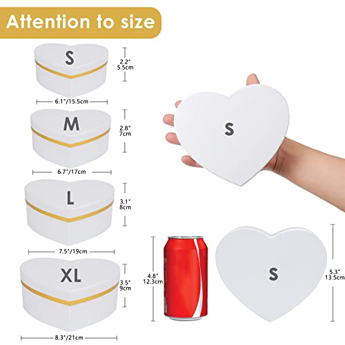 Oairse White Gift Boxes with Lids for Present Heart Shaped Flower Boxes for Arrangements Set of 4 Floral Gift Boxes for Br...