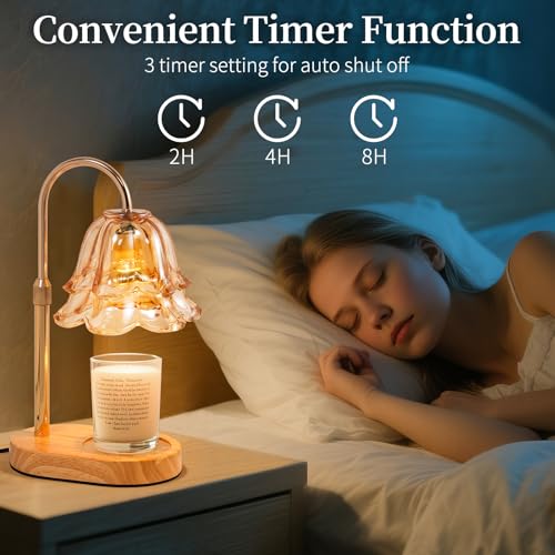 Flower Candle Warmer Lamp with Timer - Dimmable Electric Candle Lamp, Birthday Gifts for Women Mom, House Warming Gifts Ne...