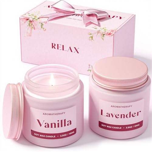 Waxcanpy Scented Candles for Women, Soy Candles for Home Scented, Candle Gift Set with Lavender & Vanilla Scents, 2 Pack A...