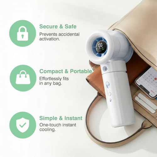 Cyromark Handheld Portable Fan with Misting, Safety Lock, High Speed & LED Display - Personal Fans Portable Rechargeable, ...