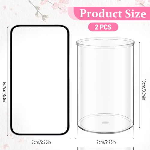 Psiriol 2 PCS Round Acrylic Pen Holder, Cylinder Container Organizer, Pencil Holders, Clear Round Makeup Brush Holder, Des...