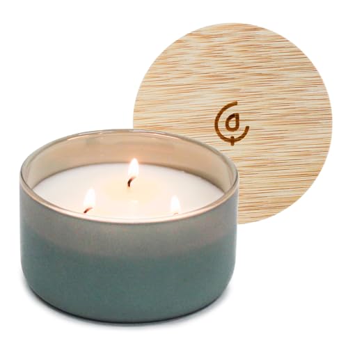 Calyan Wax Co. Evergreen & Eucalyptu 3 Wick Scented Candle - 30 Hour Burn - Luxury 3 Wick Soy Candles - Clean Soy Wax Cand...