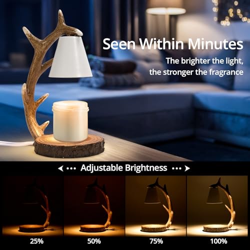 VKYN Candle Lamps,Candle Warmer Lamp with Timer Dimmer for New Home Bedroom Decoration Handcrafted with Resin Reindeer Ant...