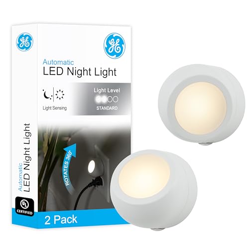 GE Rotating Plug in Night Light, Home Decor, Apartment Essentials, LED Lights for Bedroom, Ambient Lighting, Dusk to Dawn ...