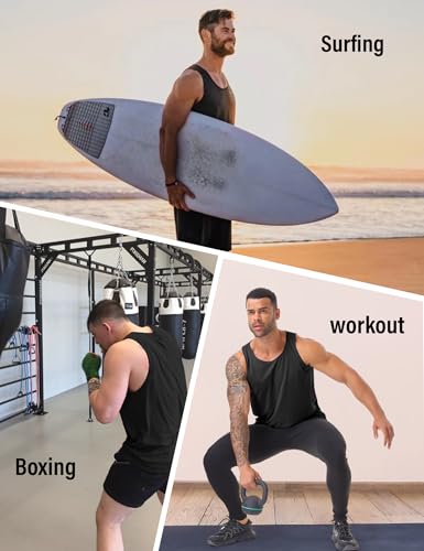 HovSiyla 5 Pack Mens Running Sport Tank Tops Dry Fit Gym Wicking Athletic Mesh Breathable Cool Workout Sleeveless Shirts
