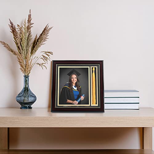 GraduationMall Graduation Photo Shadow Box Frame with Tassel Holder for 8x10 Pictures,Real Glass,Black Over Gold Double Ma...