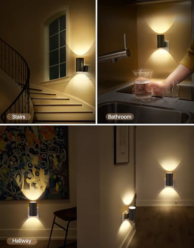 Night Lights Plug into Wall, LED Plug in Night Light, Dusk to Dawn Light Sensor, 0-100LM Adjustable Brightness Wall Light,...