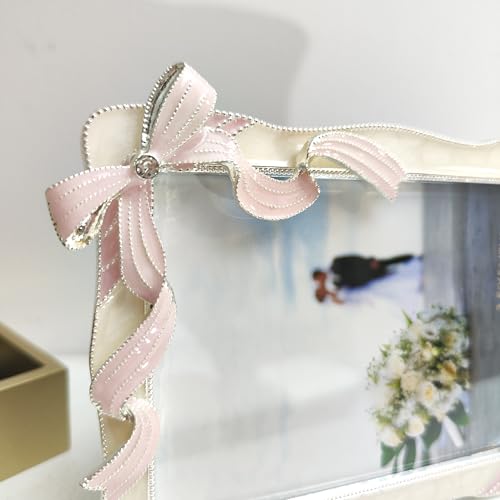 IELEPHONIX Elegant Butterfly Bow Ribbon-Shaped Metal Photo Frame, 3.5 * 5 in 5 * 7in,Decorative Ornate Display for Chrishe...
