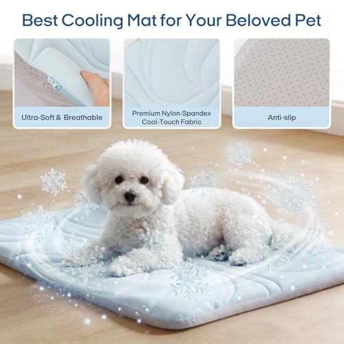 Vagascape Dog Cooling Mat New 5.0 Version Built-in Ice Pack, Long-Lasting Cool 6-8h, 30" x 20" Ultra Thick Soft Vine Patte...