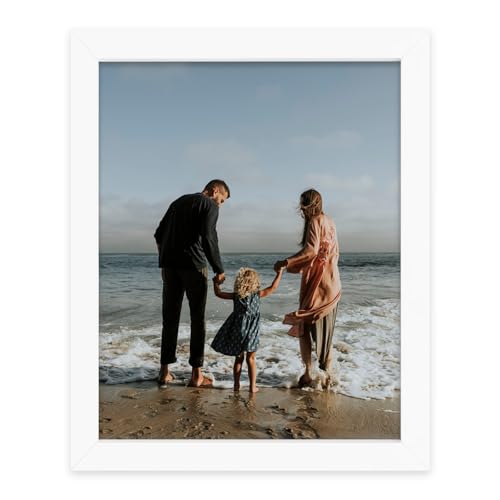 Golden State Art, 8x10 White Picture Frame Made of Solid Pine Wood and Tempered Glass, Display for 8x10 Picture Without Ma...