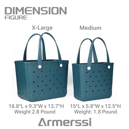 Armerssi X-Large Rubber Tote Beach Bag for Women | Medium Durable Rubber Bag Waterproof Washable Versatile Tote Bags
