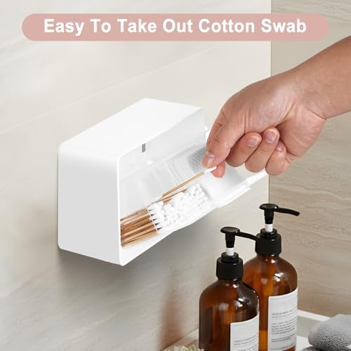 KIMERSE Qtip Holder, Wall Mount Qtip Holder Organizer for Bathroom Cotton Swabs, Balls, Cosmetic Cotton Pads, Dental Floss...