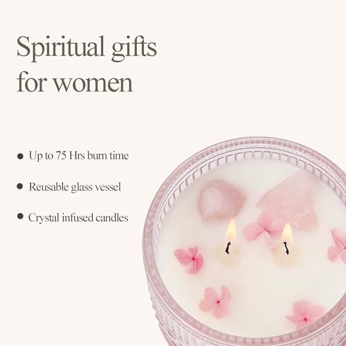Chloefu LAN Pink Crystal Candles Champagne Bubbles Candle for Home Scented, Non-Toxic, Unique Meditation Spiritual Gifts, ...