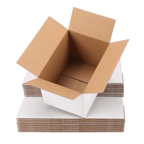 Serwrsw 8x6x6 inch Shipping Boxes White Set of 30, Inner Size 7.9x5.9x5.9 inch Corrugated Cardboard Boxes for Packaging Sm...