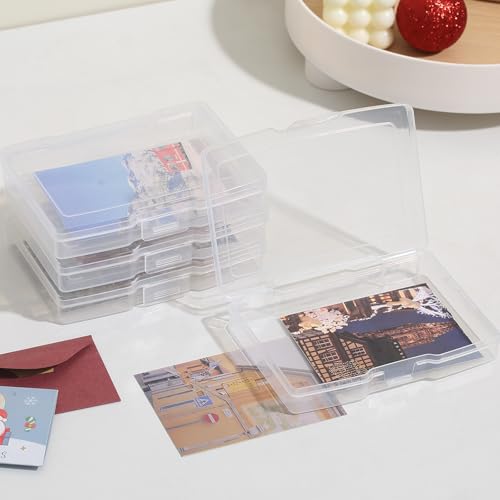 novelinks Transparent 4" x 6" Photo Organizers and Photo Storage Box with Handle, 16 Inner Photo Cases, Portable Picture O...