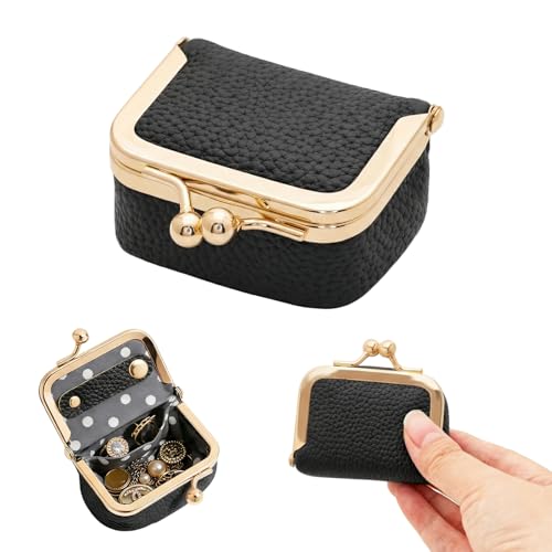 Sdfvsdg Genuine Leather Mini Jewelry Box Portable Vintage-Inspired Leather Small Coin Purse Jewelry Organizer Case Mini Tr...
