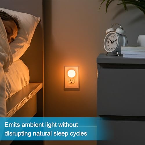 GE SleepLite LED Night Light, 2 Pack, Dusk-to-Dawn Sensor, Sleep Light, Dim Light, Warm Amber, Compact, Ideal for Bedroom,...