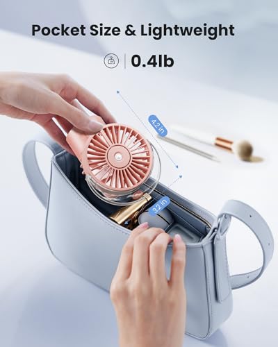 Gaiatop Portable Misting Fan, 180° Foldable Handheld, 3 Speeds USB Rechargeable, Spray Water Mist with LED Digital Displa...