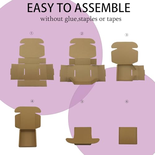 9x9x2 Inches Shipping Boxes Set of 25, Brown Corrugated Mailing Cardboard Box Literature Mailer for Packing Small Business...