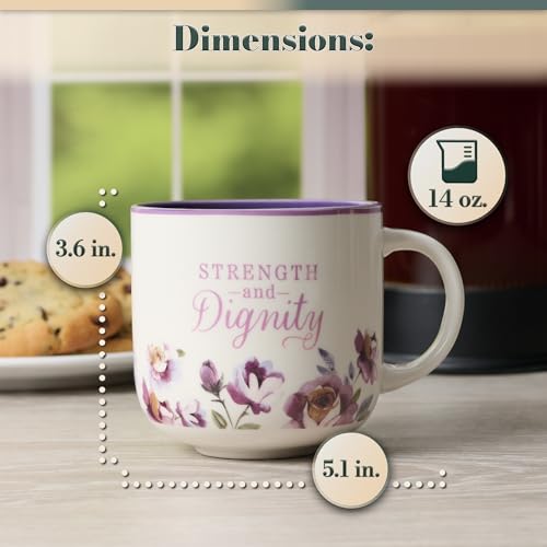 Christian Art Gifts Large Inspirational Ceramic Coffee & Tea Mug for Women: Strength & Dignity Encouraging Bible Verse, Cu...