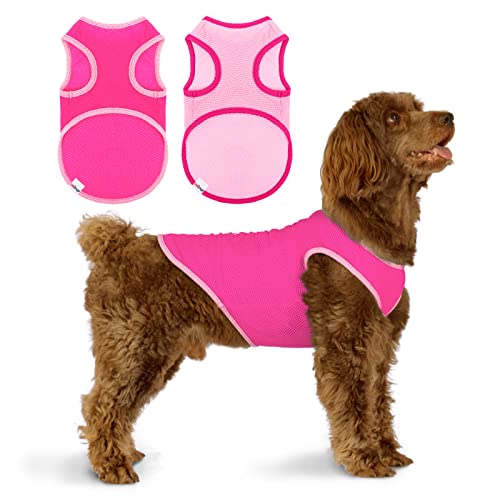 UNIPUP 2 Pack Cooling Shirts for Dogs, Lightweight Mesh Breathable Dog Shirt for Medium Dogs Girl,Sun-Protection Sleeveles...