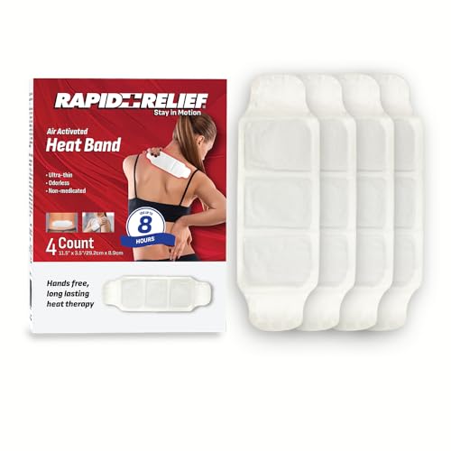 Rapid Relief Air Activated Heat Bands for Neck & Shoulders, 4 Pack – Targeted Heat Relief for Stiff Muscles, Shoulder Tens...