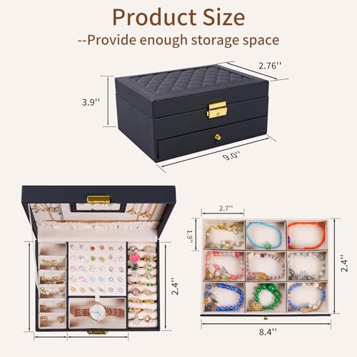 coobest Jewelry Box, 2 Layer Jewelry Organizer with Velvet Earring Organizer, Jewelry Holder Organizer Travel, White Jewel...