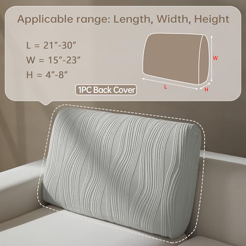 Couch Cushion Covers, Washable Stretch Stripe Sofa Covers for 1 Cushion Couch L Shape Sectional Sofa Slipcovers Furniture ...