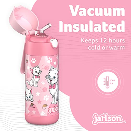 Jarlson® Kids Water Bottle CHARLI [12OZ] - Stainless Steel Thermo Bottle with Straw - Insulated, Spill Proof Waterbottle f...