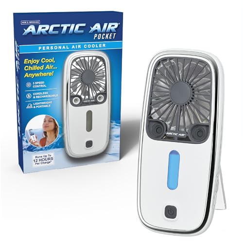Arctic Air Pocket Small Portable Fan, Powerful, Personal Air Cooler with 3 Adjustable Speeds, 12-Hour Battery Life, Hand F...