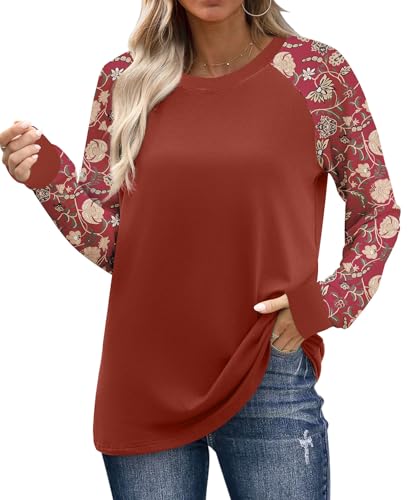 WIHOLL Long Sleeve Shirts for Women Color Block Raglan Tops Casual Crewneck Basic Tees Fall Clothes 2026 Fashion