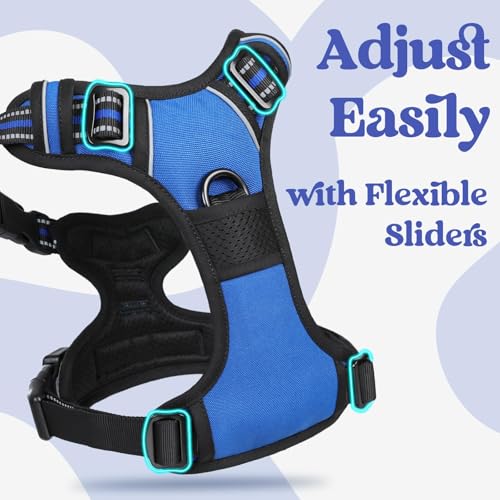 rabbitgoo Dog Harness Medium Sized, No Pull Pet Harness with 3 Buckles, Adjustable Soft Padded Vest with Control Handle, W...