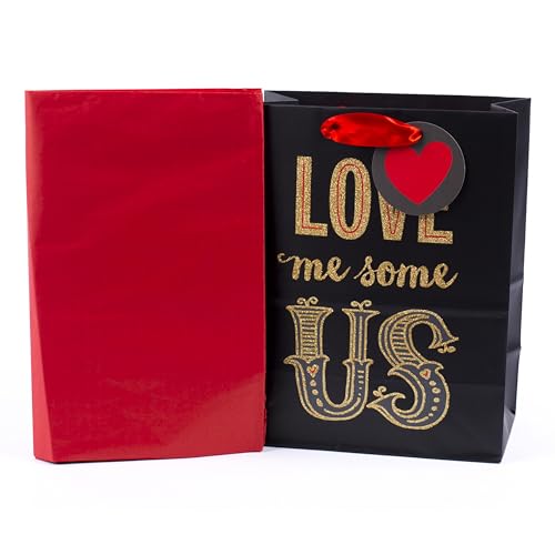 Hallmark Mahogany 9" Medium Gift Bag with Tissue Paper (Love Me Some Us) for Anniversary, Valentines Day and More