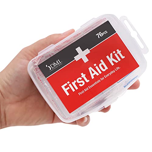 DMI 76-Piece First-Aid Kit, Portable All-Purpose Use for Minor Cuts and Scrapes, Durable Water-Resistant Case, Convenient ...