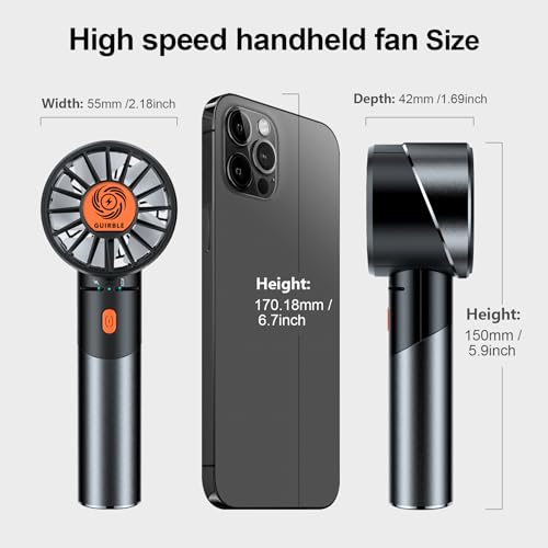 Guirble Handheld Fan,Portable Turbo Fan,Powerful Personal Fan(7000rpm High-Speed Motor,Battery Work 3-16 H),USB Rechargeab...