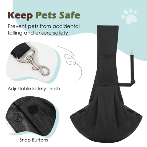 Pawaboo Small Dog Sling Carrier, Reversible Hands Free Dog Sling Carriers for Small Dogs and Cats, Puppy Slings Carrier wi...