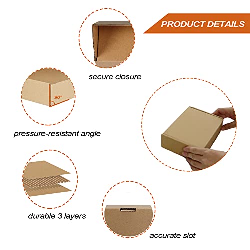 PHAREGE 7x5x2 inch Shipping Boxes Bulk 25 Pack Brown, Tab Lock Tuck Top Mailer Boxes for Packaging Small Business, Small C...