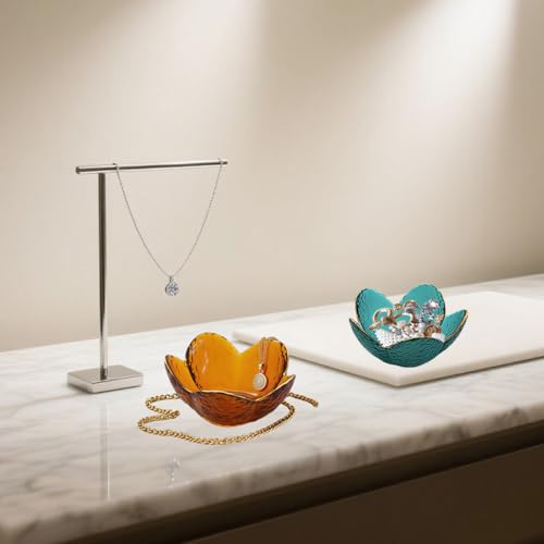 2 PCS Trinket dish Glass Jewelry Tray Flower Ring dish Exquisite Room Decor Vanity Storage Tray Room Decor Aesthetic Cute ...