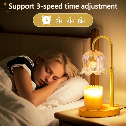 CRMILL Candle Warmer Lamp Electric Timer - Candles Warming Light Height Adjustable Dimmable Warmers Flower Lamps No Flame ...