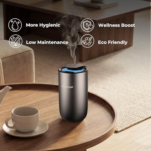 HAUSHOF Waterless Essential Oil Diffuser for Home & Car, Smart Aromatherapy Scent Diffuser with Auto On/Off, 3 Mist Levels...