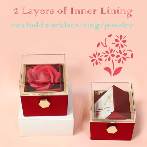 JYCMMFC Romantic Gifts for Her Rose Ring Box Jewelry Box Artificial Flowers Eternal Rose Box Anniversary Wedding Valentine...