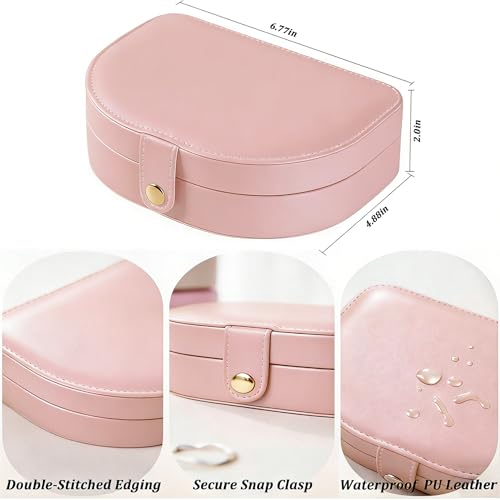 QBestry Travel Jewelry Case for Women Girls, Seashell-Shaped Small Jewelry Box with 40 Earring Holders & 5 Necklace Hooks,...