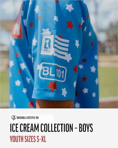 Baseball Lifestyle 101 BSBL SZN Youth Short Sleeve Hoodie with Front Pouch Pocket V2 Ice Cream Sizes Youth Small to XL