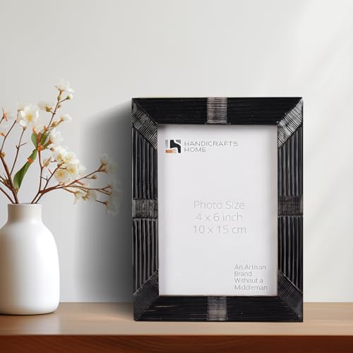 Handicrafts Home Decorative Picture Frame 4x6, Handmade Shagrin Horn Photo Frame, Black Decorative Tabletop Display & Wall...
