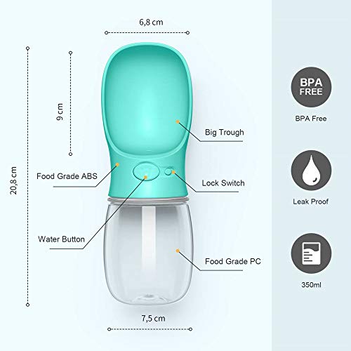 DEYACE Dog Water Bottle, Leak Proof Portable Pet Water Bottles for Dogs, Puppy Water Dispenser with Drinking Feeder for Tr...